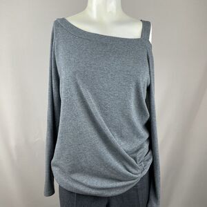 Yoins Jersey Knit Long Sleeve Women's Medium Grey Cold Shoulder Minimalist Style